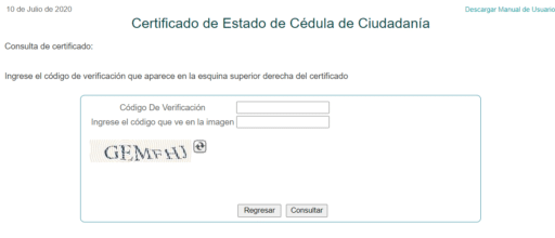certificado cedula de ciudadanía Colombia